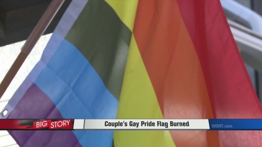 Gay Pride Flag Burned