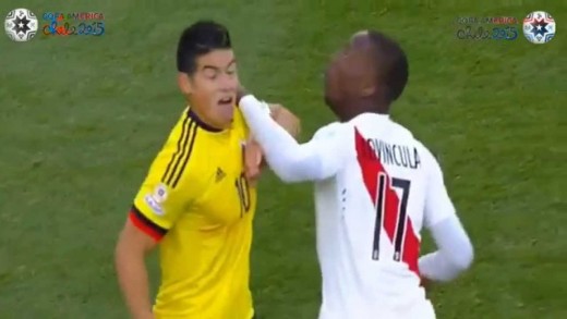 James Rodriguez Horror Foul on Luis AdvÃ­ncula – Colombia vs Peru Copa America 2015