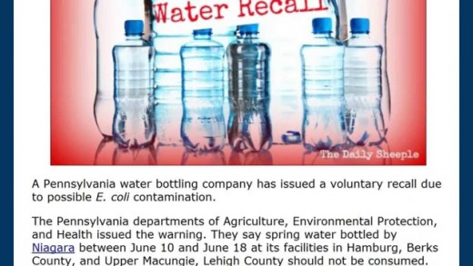 Massive Bottled Water Recall, Possible E-Coli Contamination