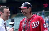 Max Scherzer gets covered in chocolate sauce after his one-hitter