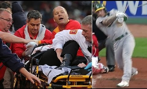 Moment Baseball Fan Hit By Bat Broken By Brett Lawrie (Red Sox vs A’s Game) Fenway Park Boston