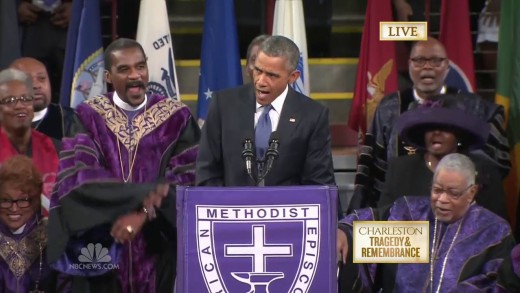 President Obama Sings ‘Amazing Grace’ during Eulogy at Clementa Funeral Charleston Shooting Speech