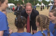 Prince William talks to youngsters at Magna Carta 800th anniversary event