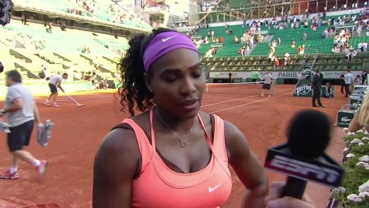 Serena Williams ESPN Interview with Darren Cahill after her French Open 2015 Semifinal win (SF)