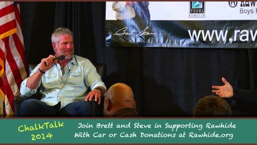 Brett Favre & Steve Young at 2014 Chalk Talk Rawhide Fundraiser