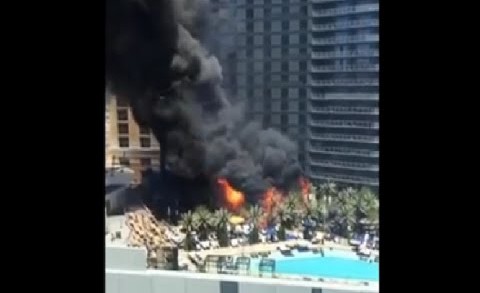 Fire At Pool Area  At Cosmopolitan Hotel  in Las Vegas (VIDEO)