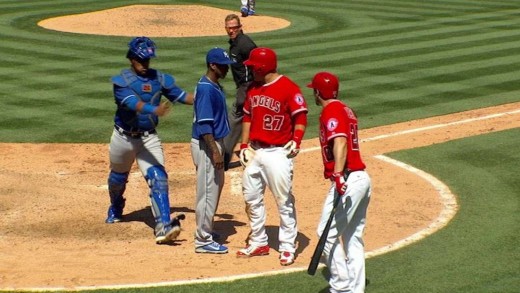 KC@LAA: Benches clear after Pujols’ RBI double