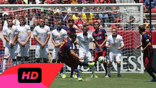Manchester United vs Barcelona 3 1 – Luis Suarez Free Kick Miss International Cup 2015