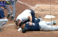 MIL@NYM: C. Gomez leaves game after pitch off helmet