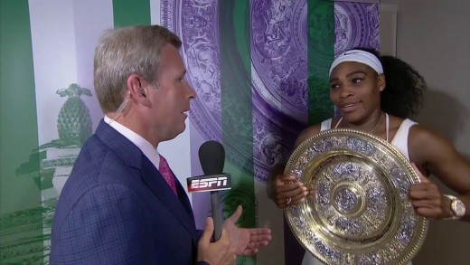 Serena Williams ESPN interview after winning Wimbledon 2015 in Final (F) over Garbine Muguruza