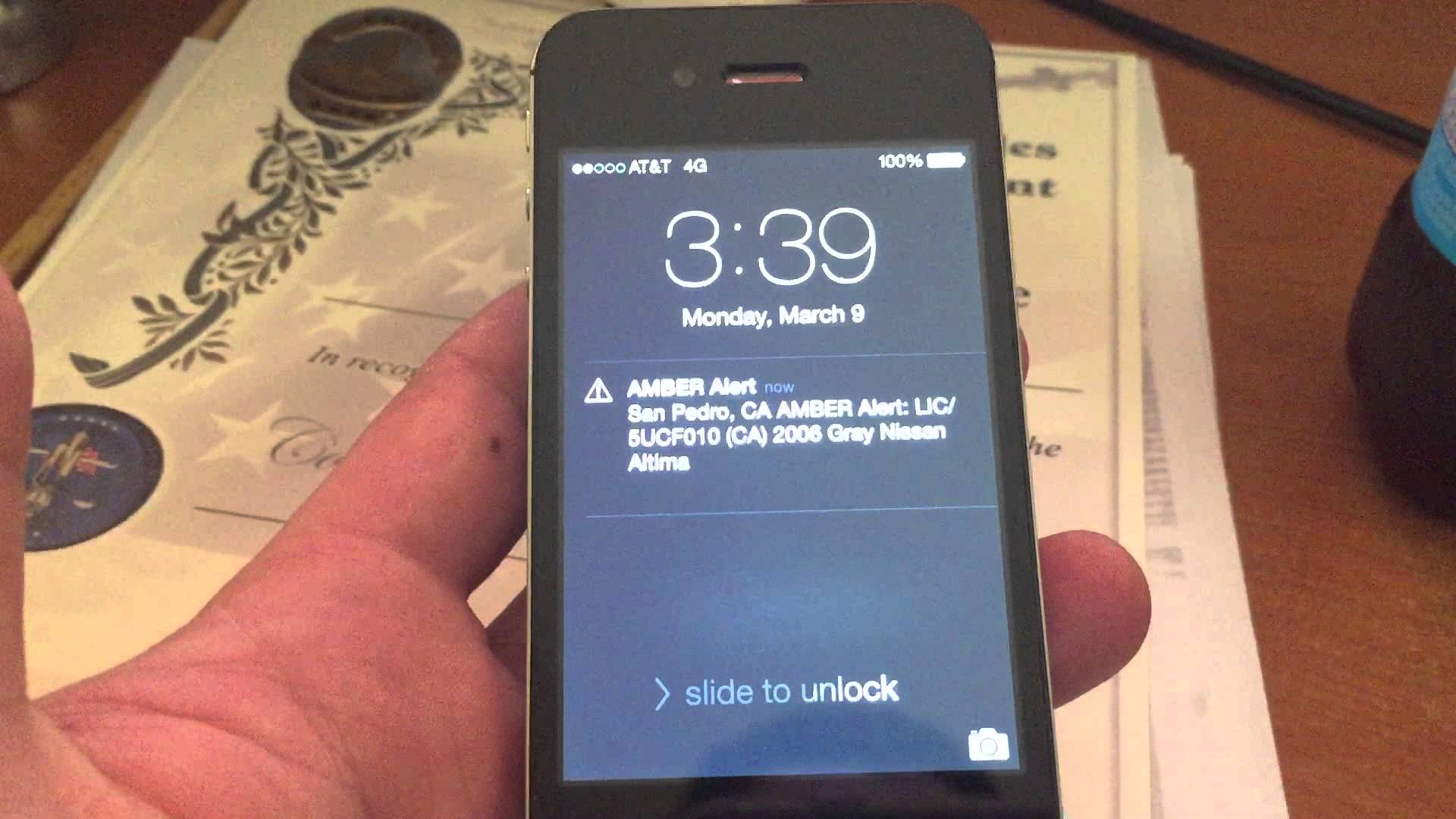 This is what an Amber Alert Looks/Sounds Like on an iPhone (4s