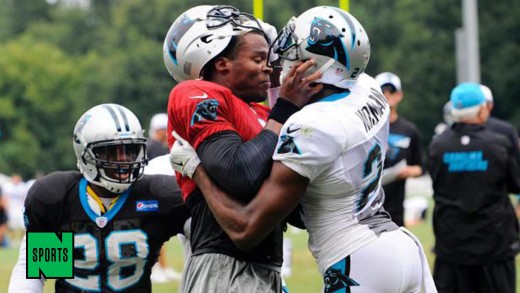 Cam Newton Scuffles With Panthers Teammate During Practice
