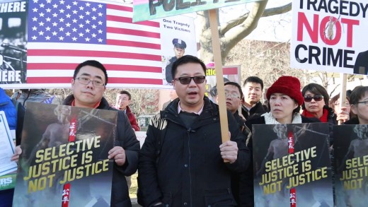 Tens of thousands protesters rally in support of ex-cop Peter Liang in NYC on Feb. 20, 2016