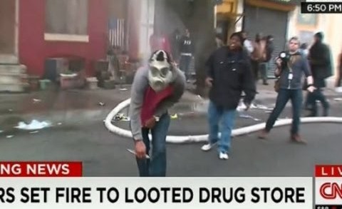 Baltimore Riots: Masked Rioter Cuts Fire Hose on Live TV, Comes Back and Does It Again! Freddy Gray