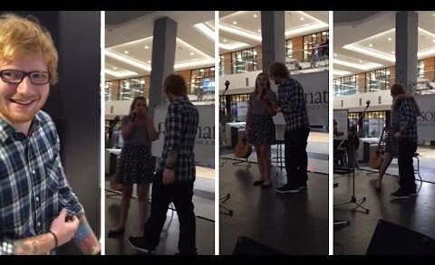 Ed Sheeran surprising teenage fan on stage in the Mall