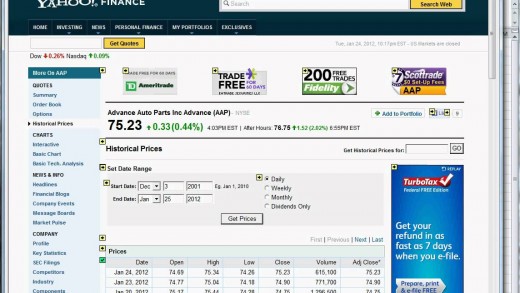 Link Yahoo Finance Stock Data to Excel Worksheet