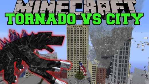 MOBZILLA & TORNADO MOD VS NEW YORK CITY – Minecraft Mods Vs Maps (Bosses, Deadly Weather)