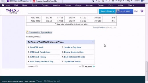 Mr Joyce – Downloading Historical Stock Quotes from Yahoo Finance in Java – ICTP12
