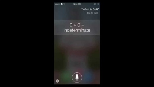 Asking Siri what 0 divided by 0 is