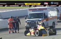 Verizon IndyCar 2015. Pocono. Piece of debris hits Justin Wilson