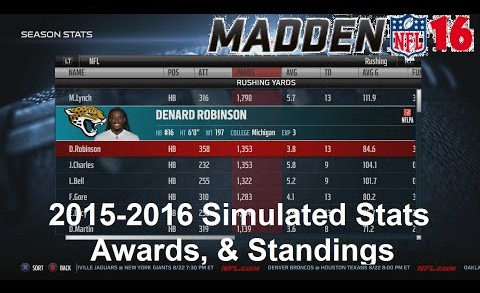 Madden NFL 16 Simulated Season Stats, Standings, & Awards (Xbox One)