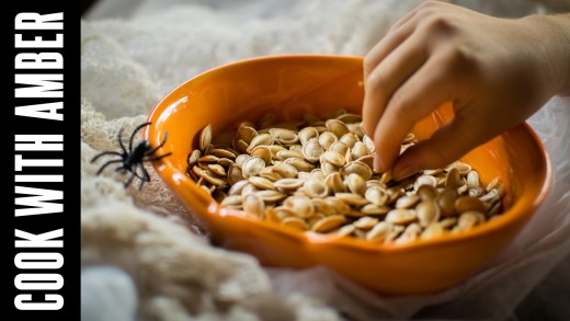 Salty Crispy Roasted Pumpkin Seeds for Halloween | Cook With Amber