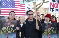 Tens of thousands protesters rally in support of ex-cop Peter Liang in NYC on Feb. 20, 2016